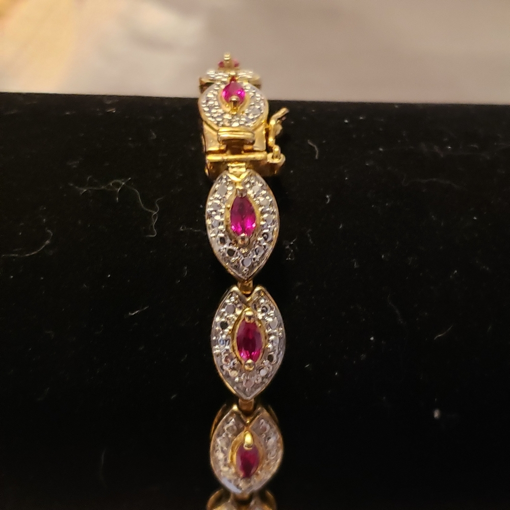 Beautiful Sterling Silver And Gold Vermeil With Lab Grown Rubies And CZ